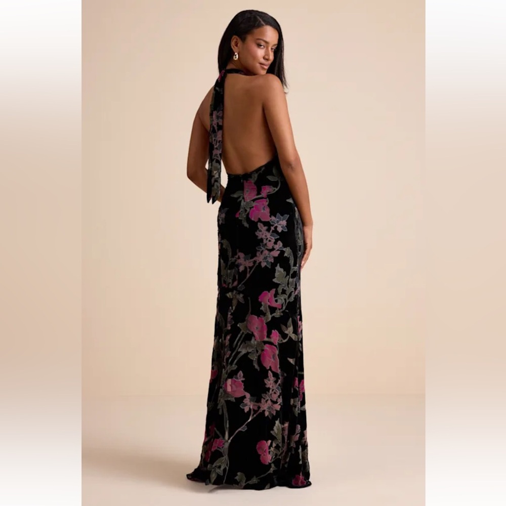 Lulu's Black and Pink Floral Maxi Dress - Picture 4 of 5